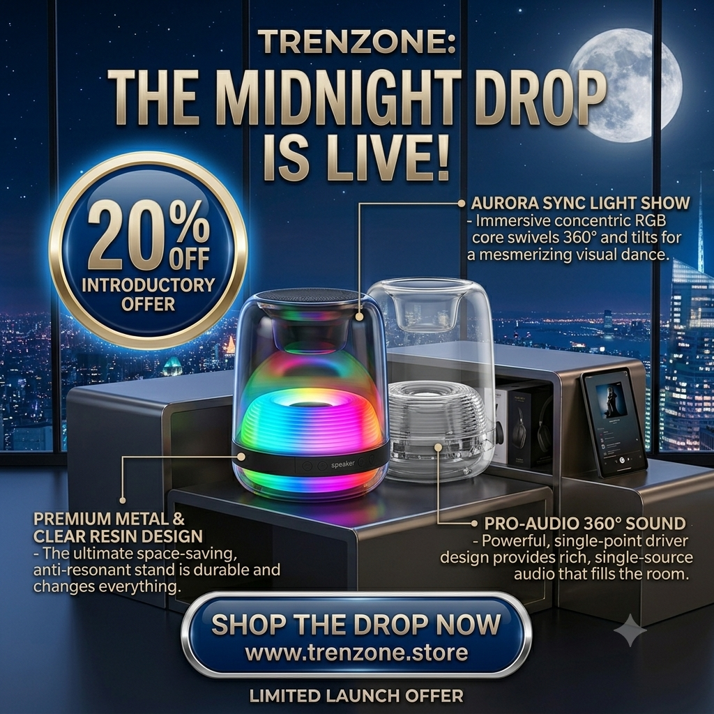 Portable Wireless Bluetooth Speaker with RGB Dynamic Ambient LED Lights – Deep Bass Mini Desktop Speaker