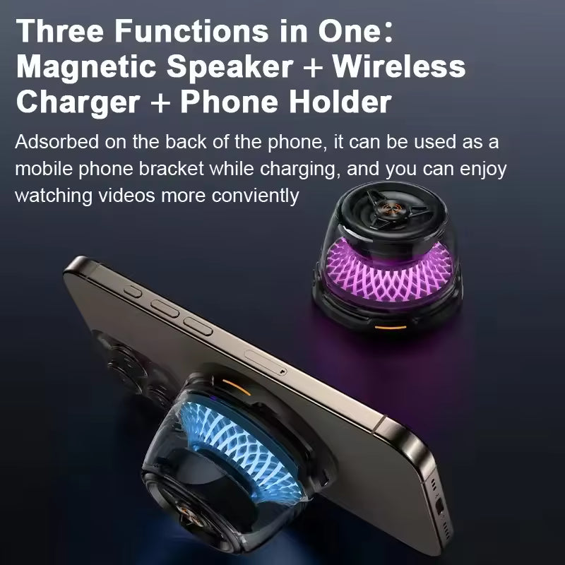R9 Multi Functional Wireless Charger Mini Portable Bluetooth Speaker Phone Holder RGB Night Light All-in-one Machine HIFI Audio