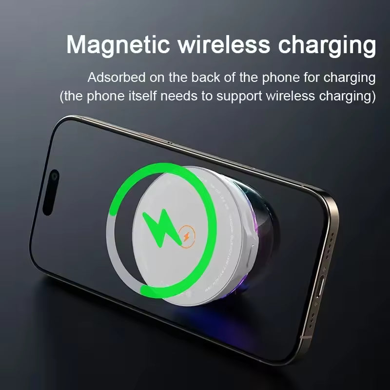R9 Multi Functional Wireless Charger Mini Portable Bluetooth Speaker Phone Holder RGB Night Light All-in-one Machine HIFI Audio