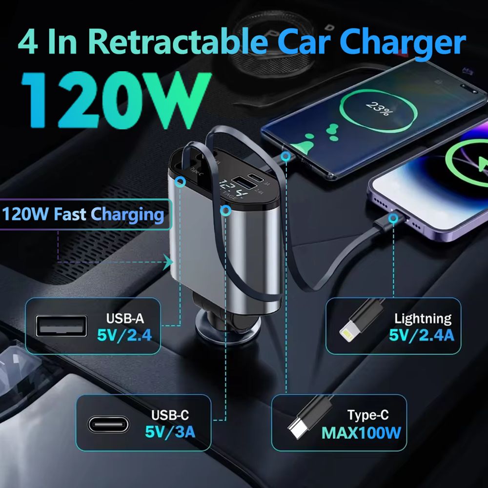 Contact Retractable Car Charger Adapter