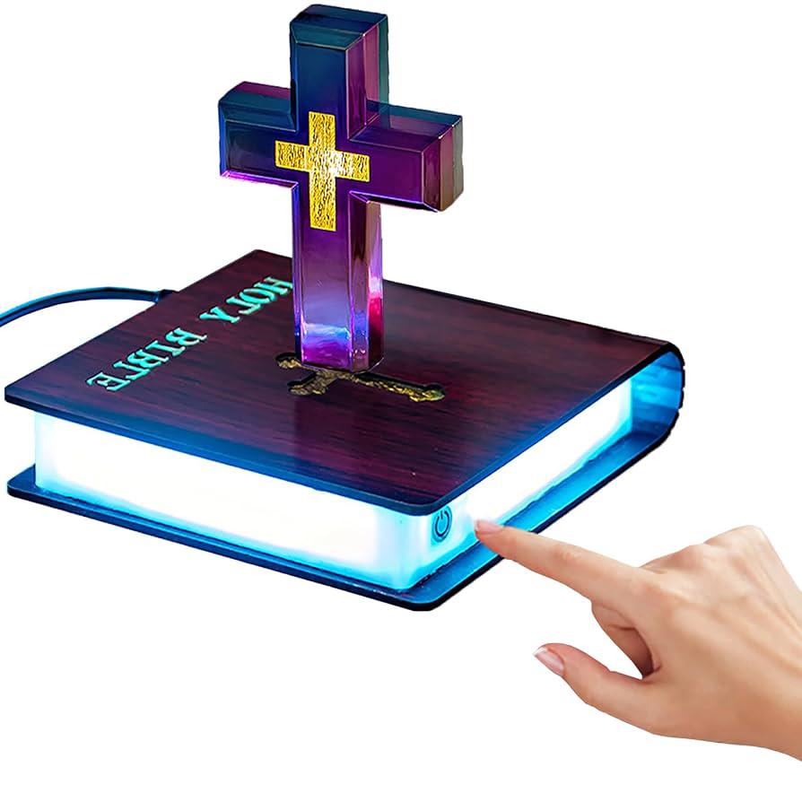 Holy Bible Levitating Cross Light
