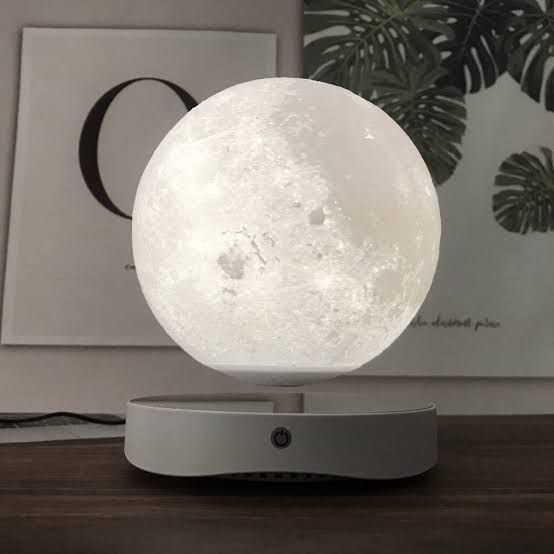 HCNT 8 Inches Moon Lamp Magnetic Levitating Night Lamps with Mirror Base, Bedroom Desk Lamp