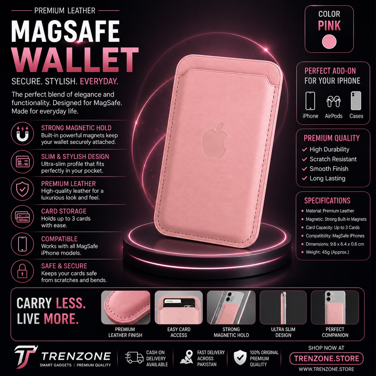 Premium MagSafe Leather Wallet – Magnetic Card Holder for iPhone