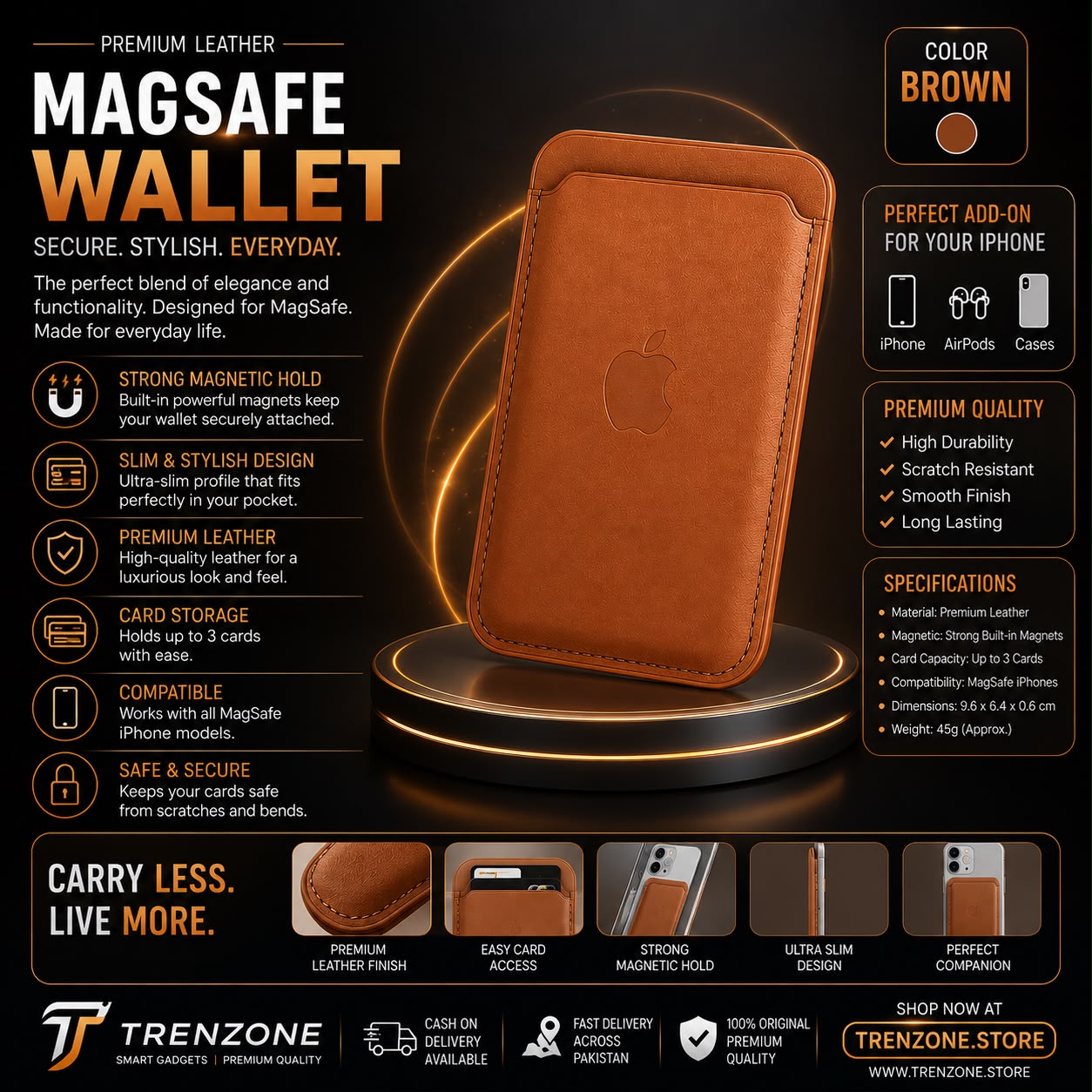 Premium MagSafe Leather Wallet – Magnetic Card Holder for iPhone
